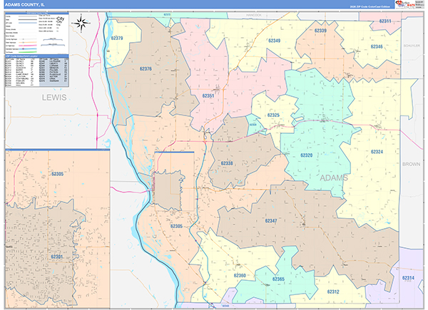 Adams County, IL Zip Code Map
