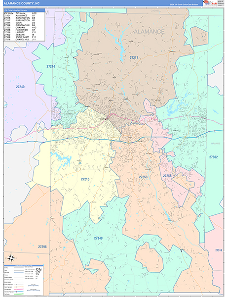 Alamance County, NC Wall Map
