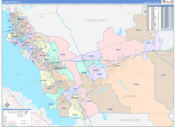 Alameda County, CA Map Color Cast Style