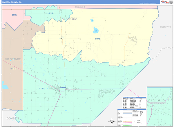 Alamosa County, CO Zip Code Map