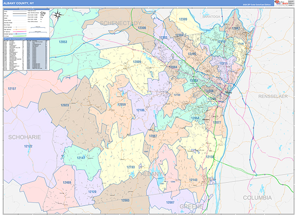 Albany County, NY Zip Code Map