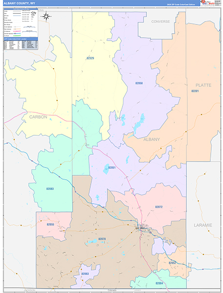 Albany County, WY Zip Code Map