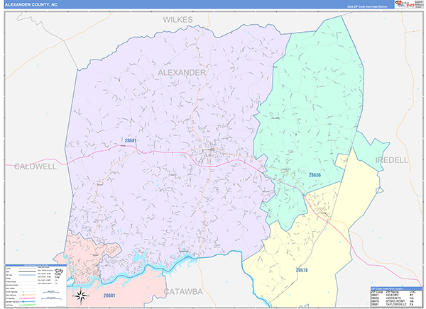 Alexander County, NC Wall Map