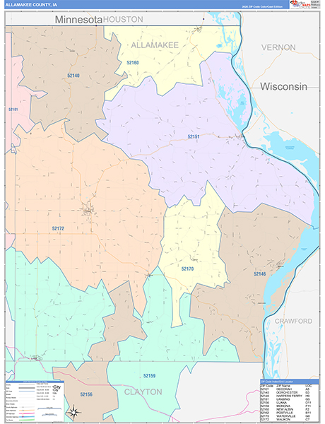 Allamakee County, IA Zip Code Map