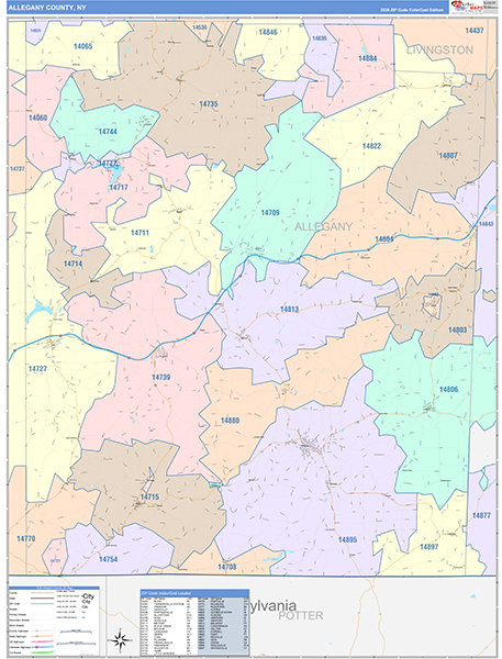 Allegany County, NY Zip Code Map
