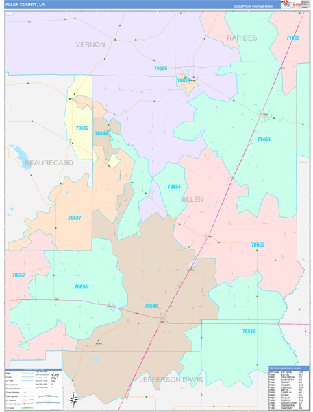 Allen Parish (County), LA Wall Map