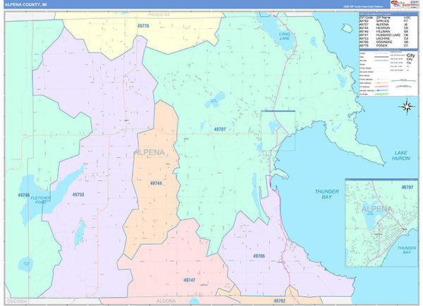 Alpena County, MI Zip Code Map