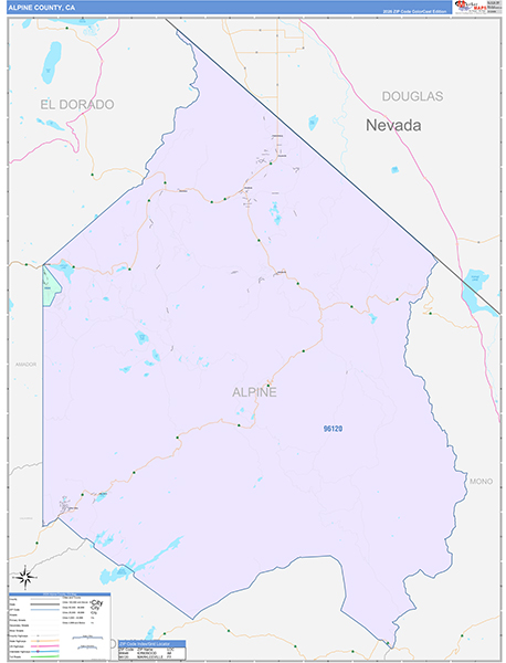 Alpine County, CA Map Color Cast Style