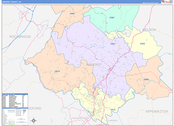 Amherst County, VA Zip Code Map