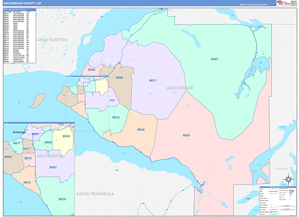 Anchorage Borough (County), AK Wall Map