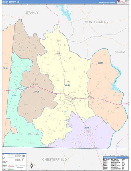 Anson County, NC Zip Code Map