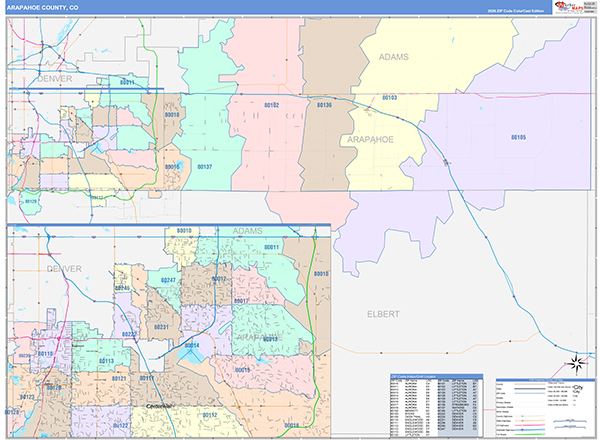 Arapahoe County, CO Zip Code Map