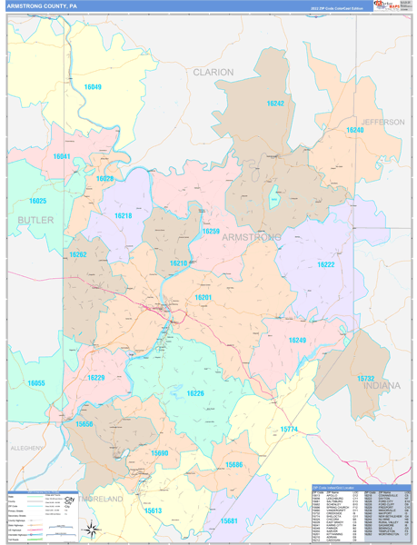 Armstrong County Digital Map Color Cast Style