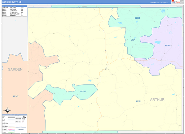 Arthur County, NE Zip Code Map