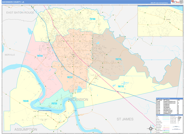 Ascension Parish (County), LA Wall Map