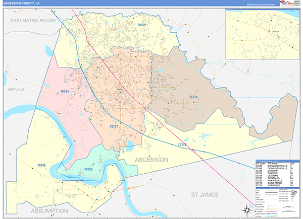 Ascension Parish (County), LA Wall Map