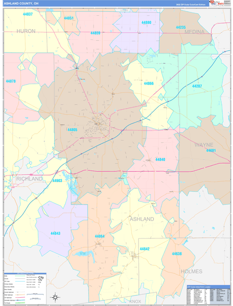 Ashland County, OH Wall Map