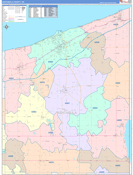Ashtabula County, OH Zip Code Map