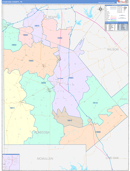 Atascosa County, TX Zip Code Map
