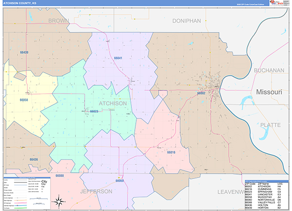 Atchison County, KS Zip Code Map