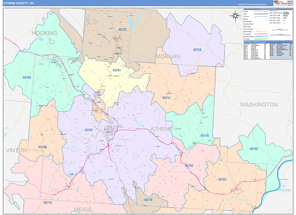 Athens County, OH Zip Code Map