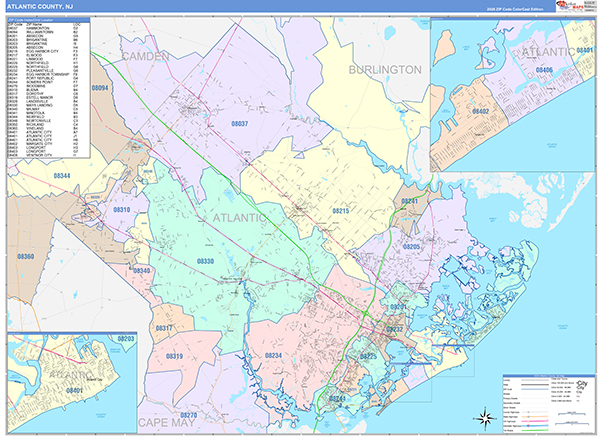 Atlantic County, NJ Zip Code Map