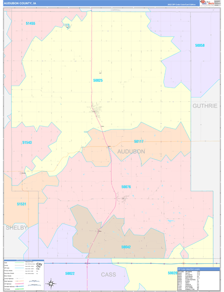 Audubon County, IA Zip Code Map