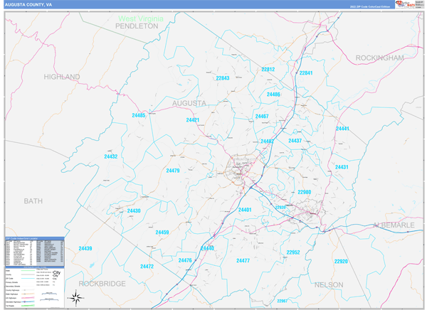 Augusta County Digital Map Color Cast Style