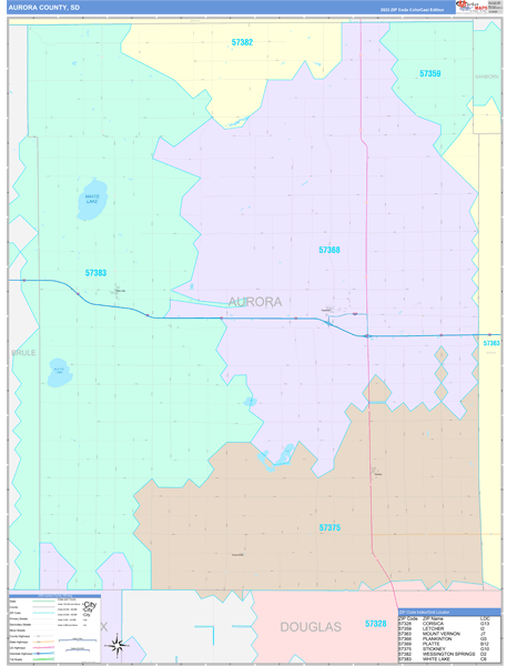 Aurora County, SD Zip Code Map