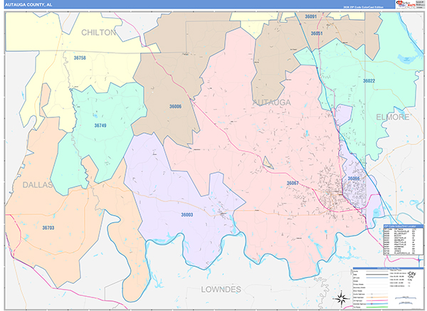 Autauga County, AL Wall Map