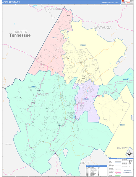 Avery County, NC Zip Code Map