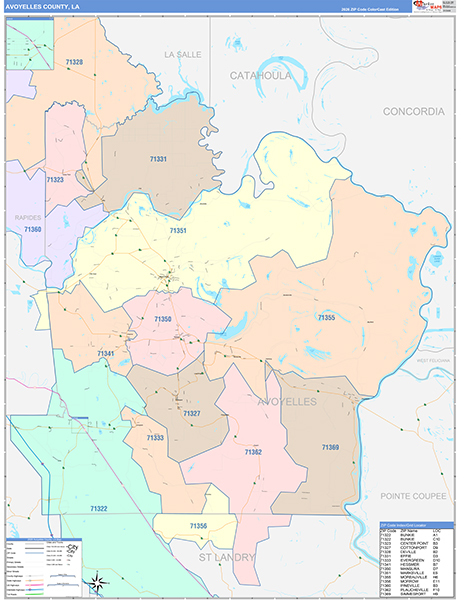 Avoyelles Parish (County), LA Wall Map Color Cast Style