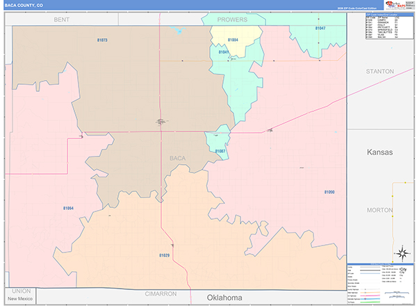 Baca County, CO Zip Code Map