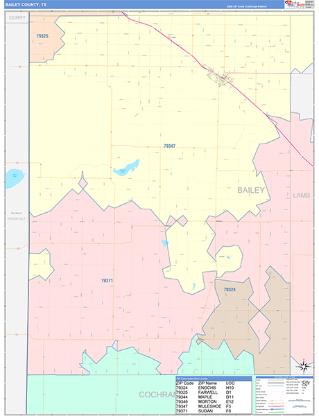 Bailey County, TX Wall Map