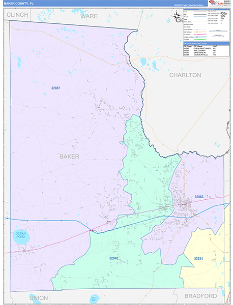 Baker County, FL Wall Map