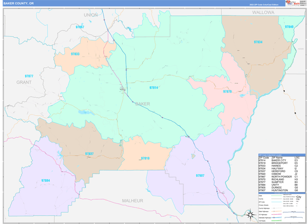Baker County, OR Wall Map