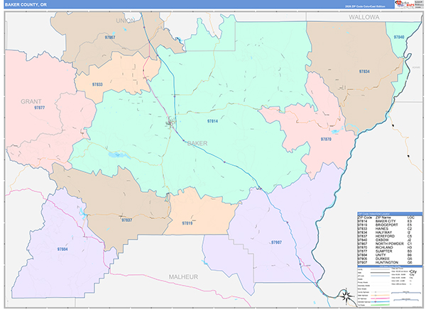 Baker County, OR Wall Map
