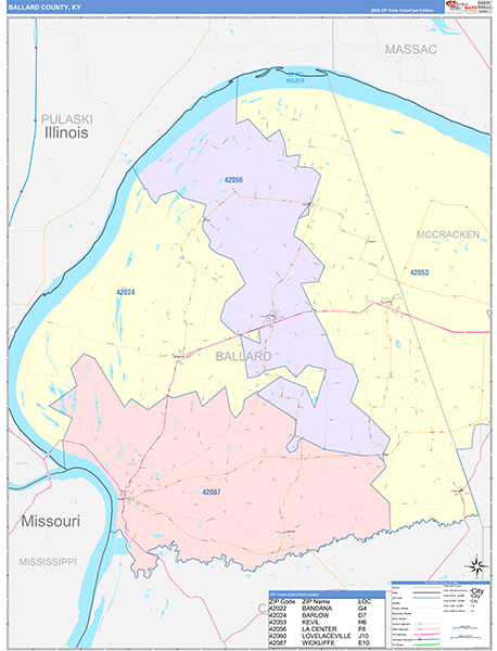 Ballard County, KY Zip Code Map