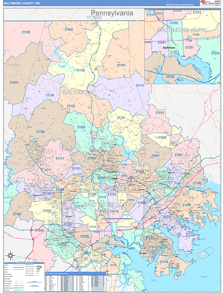 Baltimore County, MD Wall Map