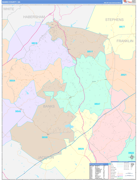 Banks County, GA Zip Code Map