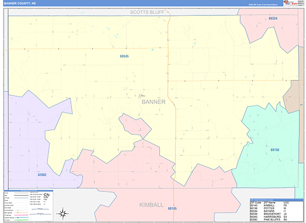 Banner County, NE Zip Code Map