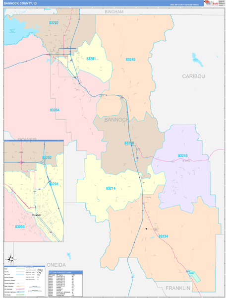 Bannock County, ID Zip Code Map