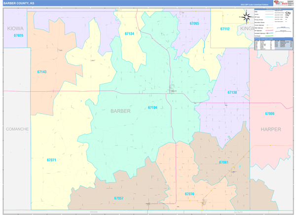 Barber County, KS Wall Map
