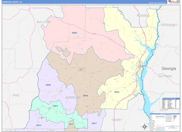 Barbour County, AL Zip Code Map