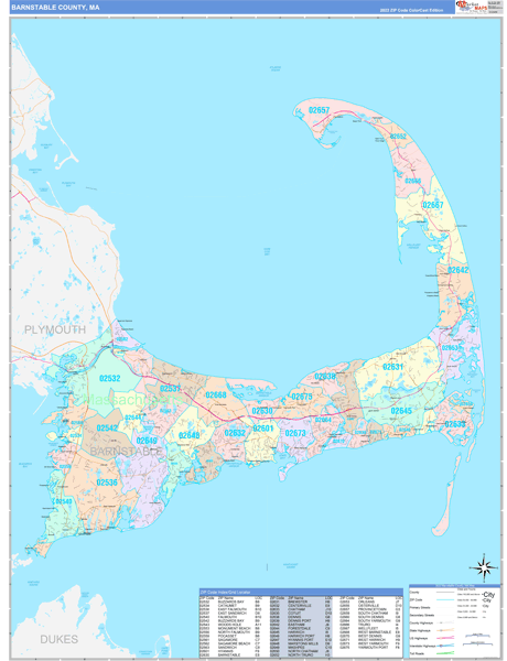 Barnstable County Digital Map Color Cast Style