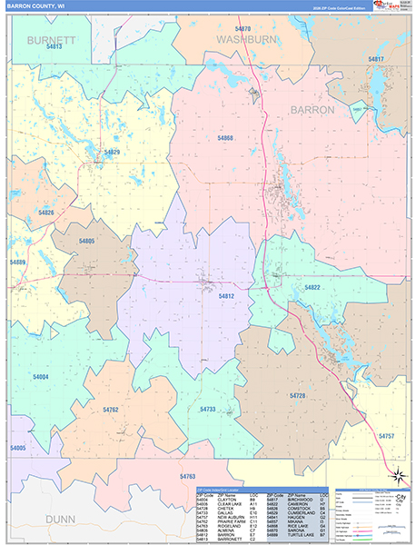 Barron County, WI Wall Map