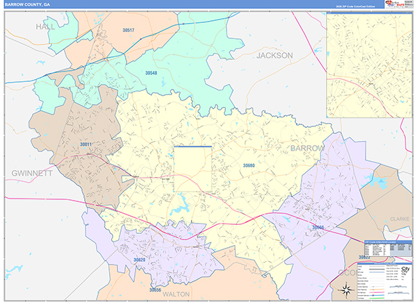 Barrow County, GA Zip Code Map