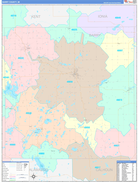 Barry County, MI Zip Code Map