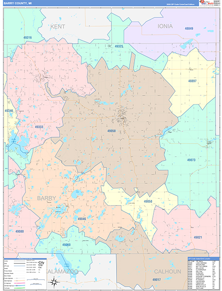 Barry County, MI Zip Code Map