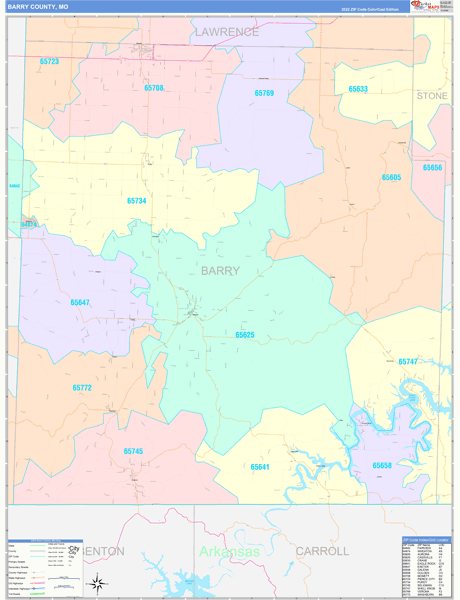 Barry County Digital Map Color Cast Style